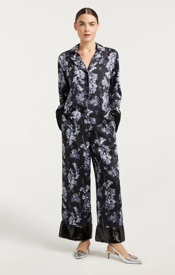 Shop Phoebe Top Coastal Floral Black Multi Cinq Sept Long Sleeve Tops