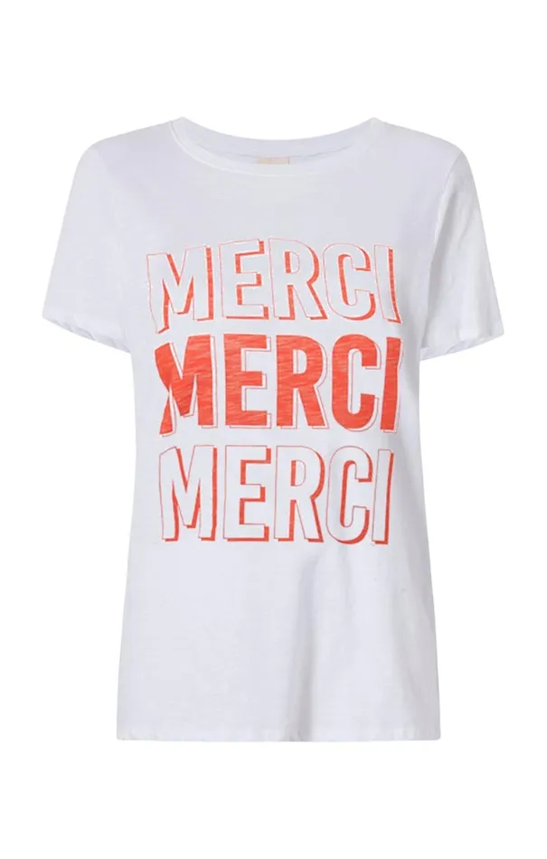 Shop Pop Up Merci Merci Merci Tee Whitecherry Tomato Cinq Sept Tees