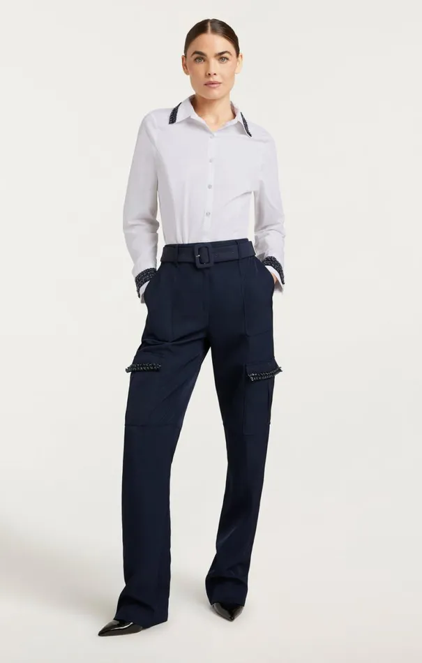 Shop Porsha Pant Navy Cinq Sept Pants