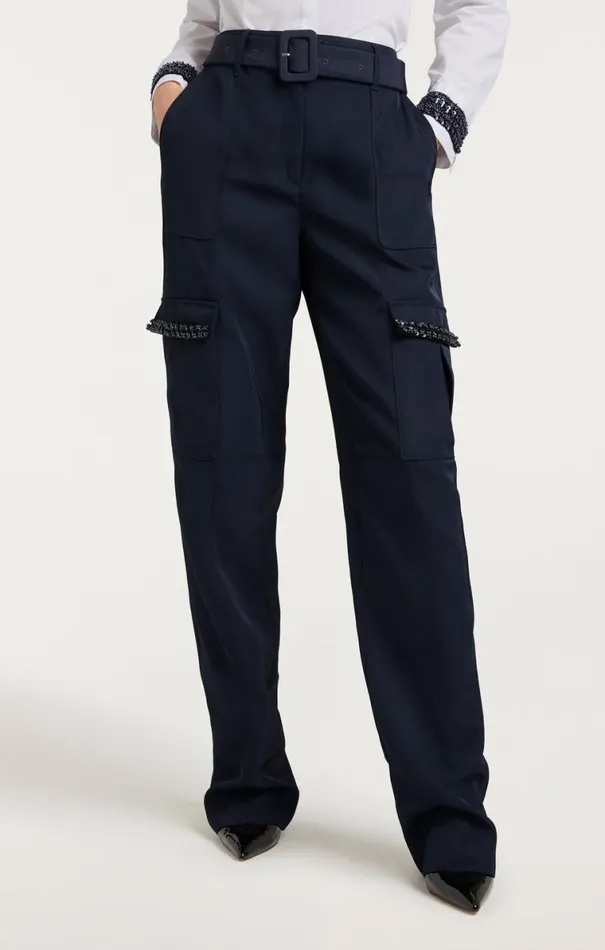Shop Porsha Pant Navy Cinq Sept Pants