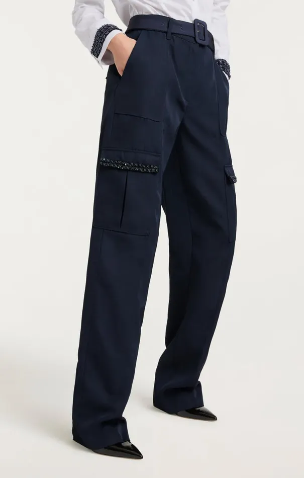 Shop Porsha Pant Navy Cinq Sept Pants