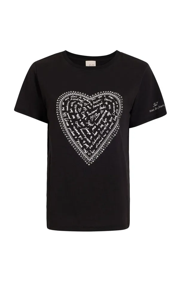 Shop Rhinestone Love Letter Heart Tee Blackwhite Cinq Sept Tees