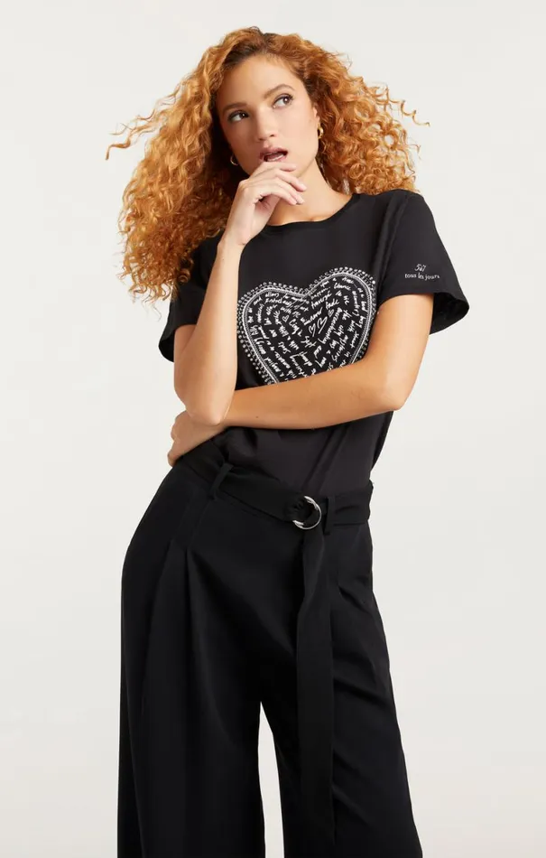 Shop Rhinestone Love Letter Heart Tee Blackwhite Cinq Sept Tees