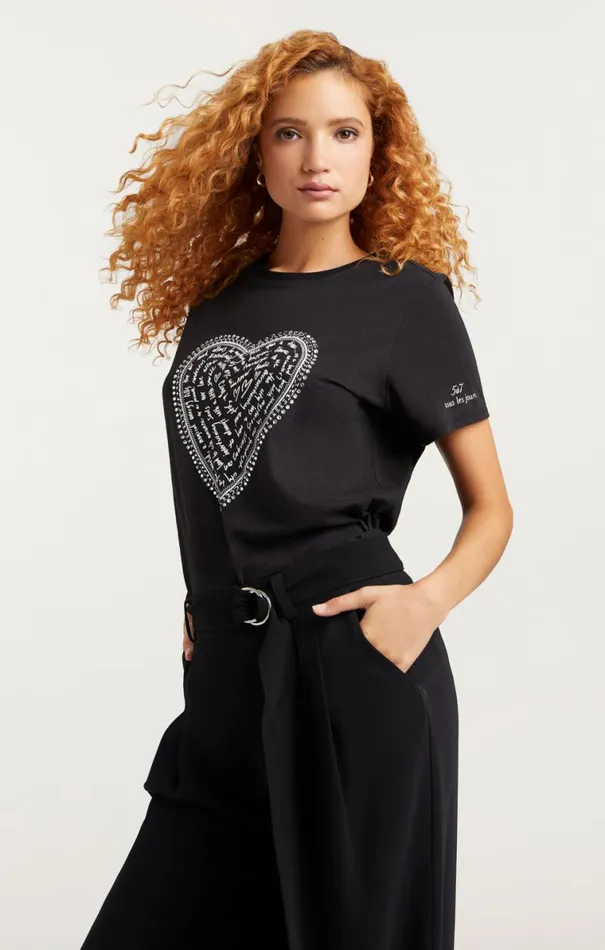 Shop Rhinestone Love Letter Heart Tee Blackwhite Cinq Sept Tees