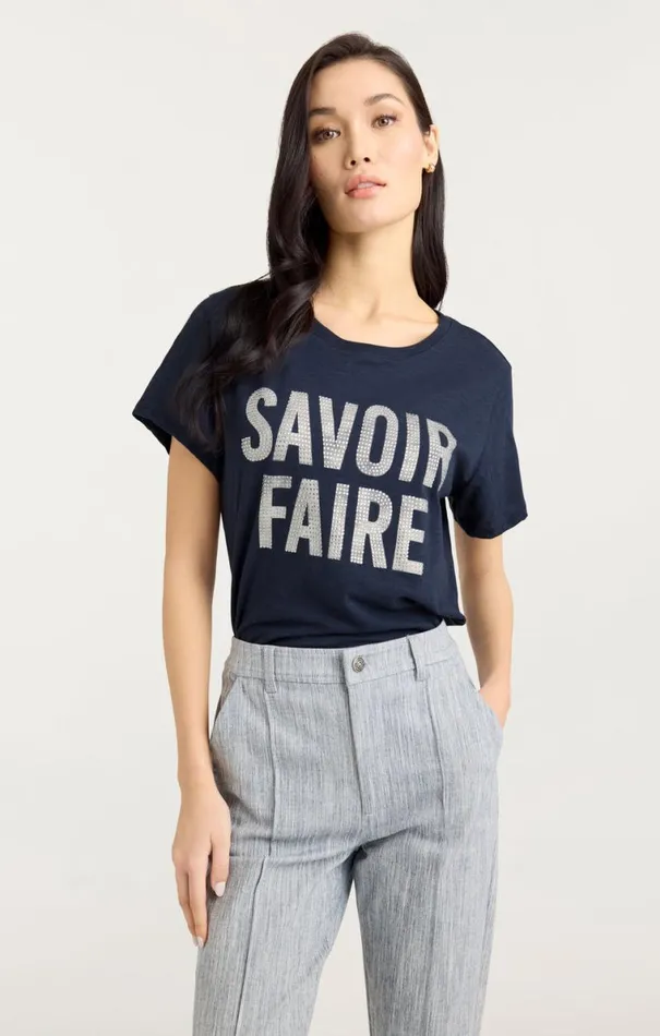 Shop Rhinestone Savoir Faire Tee Navywhite Cinq Sept Tees