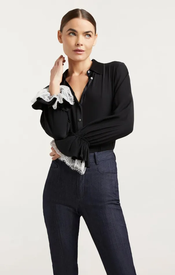 Shop Roxie Top Blackivory Cinq Sept Long Sleeve Tops