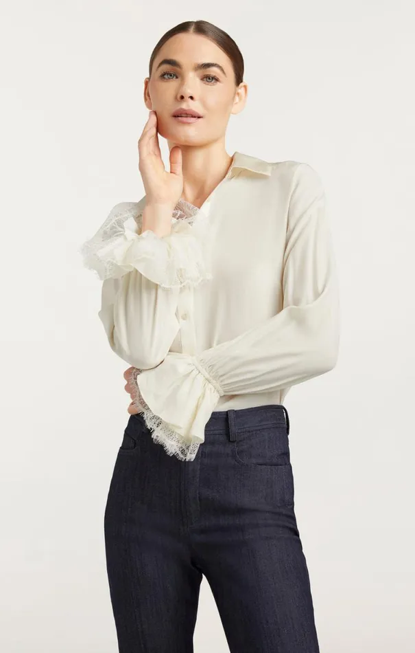 Shop Roxie Top Ivoryivory Cinq Sept Long Sleeve Tops