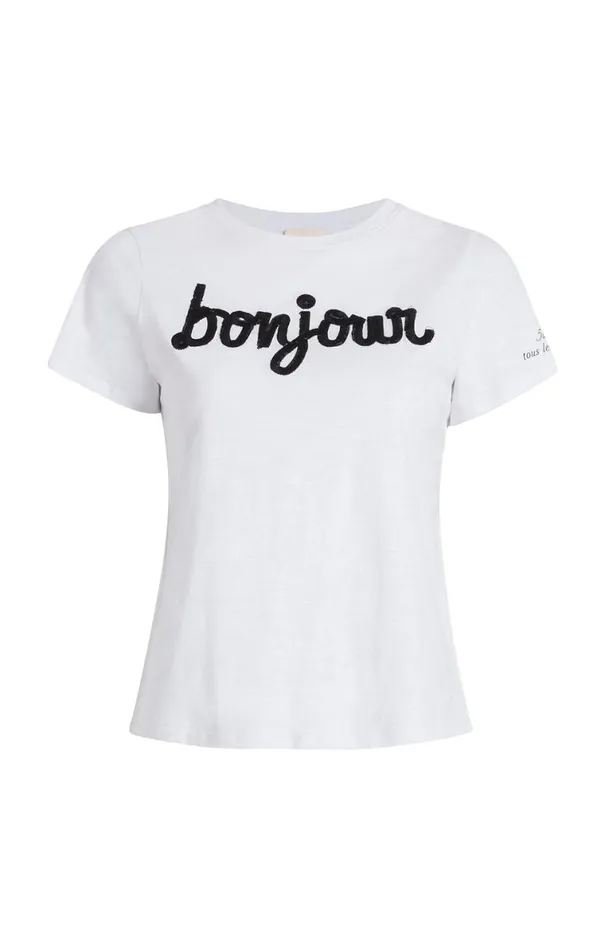 Shop Shrunken Fringe Bonjour Tee Whiteblack Cinq Sept Tees