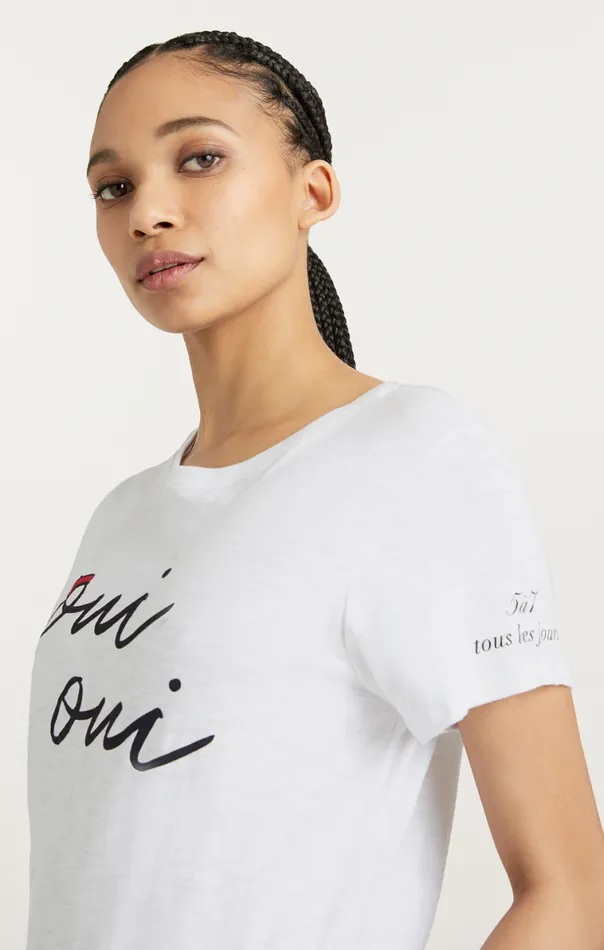 Shop Shrunken Oui Oui Tee Whiteblack Cinq Sept Tees