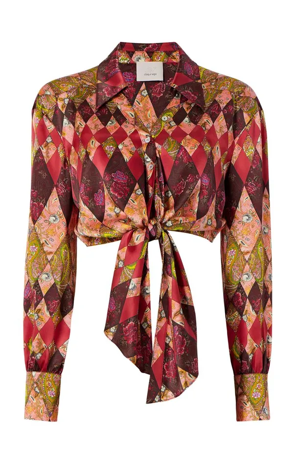 Shop Thea Patchwork Christianna Top Pale Rose Multi Cinq Sept Long Sleeve Tops