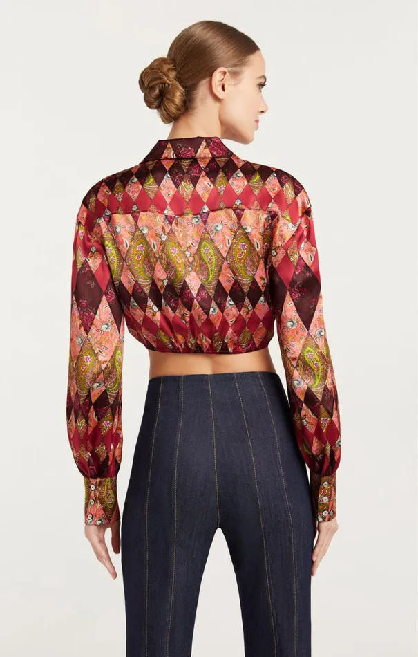 Shop Thea Patchwork Christianna Top Pale Rose Multi Cinq Sept Long Sleeve Tops