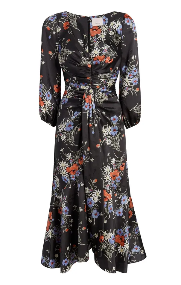 Shop Three Quarter Sleeve Walker Dress Obsidian Multi Cinq Sept Midi