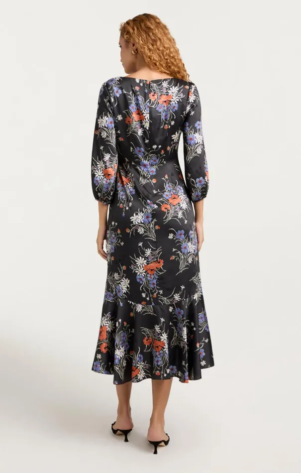 Shop Three Quarter Sleeve Walker Dress Obsidian Multi Cinq Sept Midi