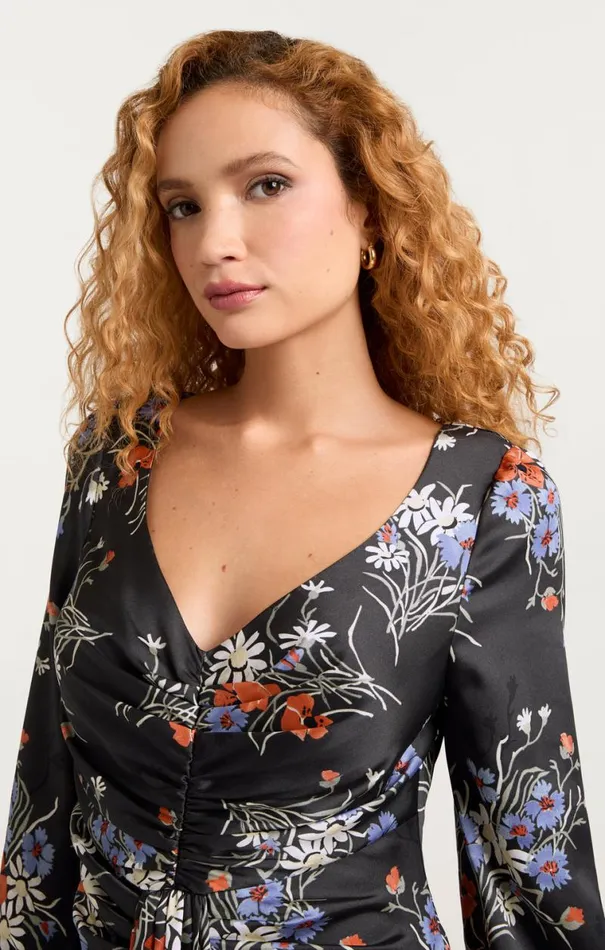 Shop Three Quarter Sleeve Walker Dress Obsidian Multi Cinq Sept Midi