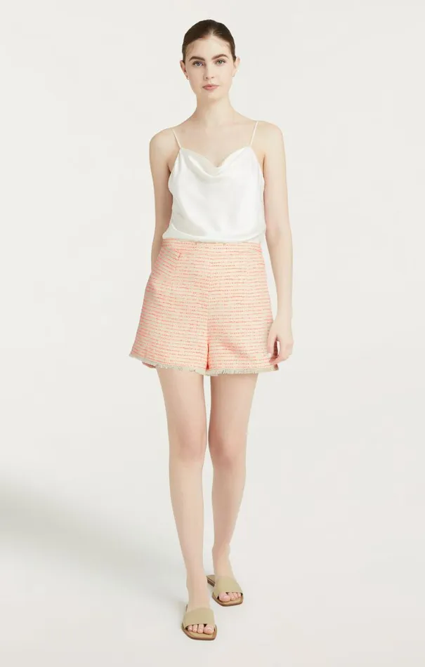 Shop Tweed Coronado Short Ivoryneon Coral Cinq Sept Shorts