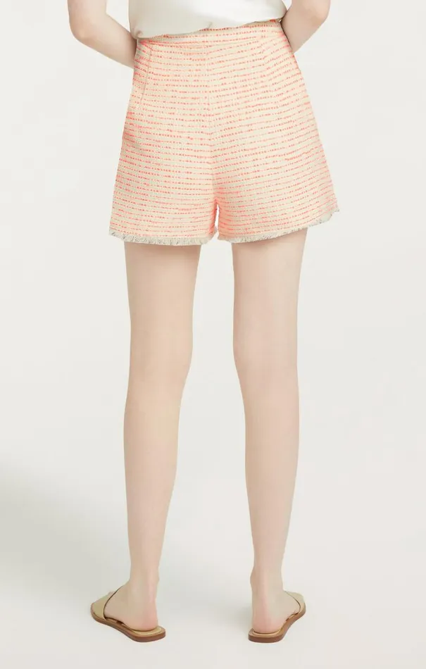 Shop Tweed Coronado Short Ivoryneon Coral Cinq Sept Shorts