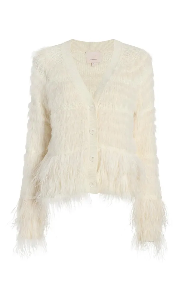 Shop Vida Feather Cardigan Ivory Cinq Sept Sweaters and Knits