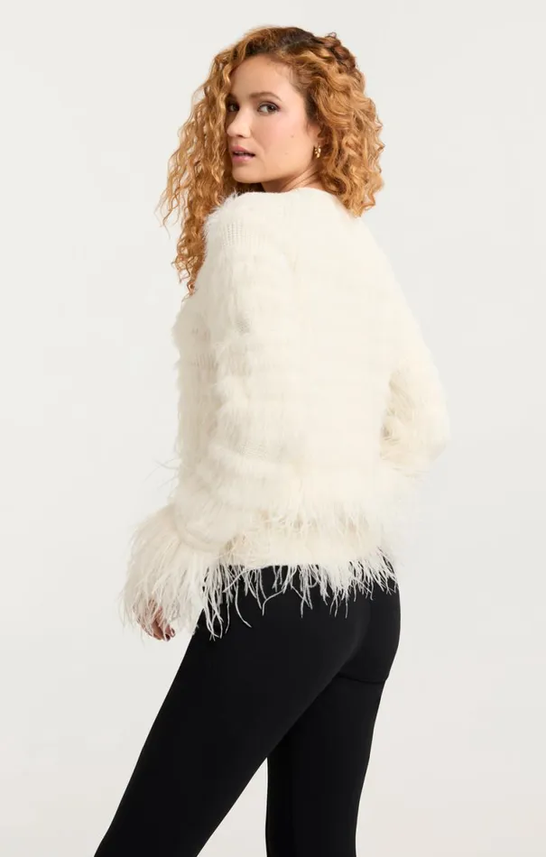Shop Vida Feather Cardigan Ivory Cinq Sept Sweaters and Knits