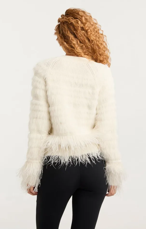 Shop Vida Feather Cardigan Ivory Cinq Sept Sweaters and Knits