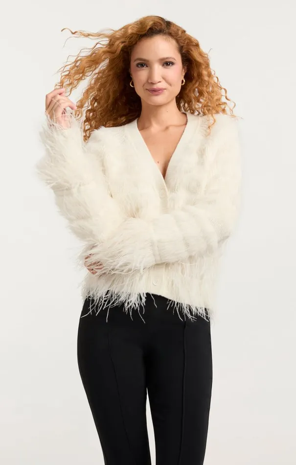 Shop Vida Feather Cardigan Ivory Cinq Sept Sweaters and Knits
