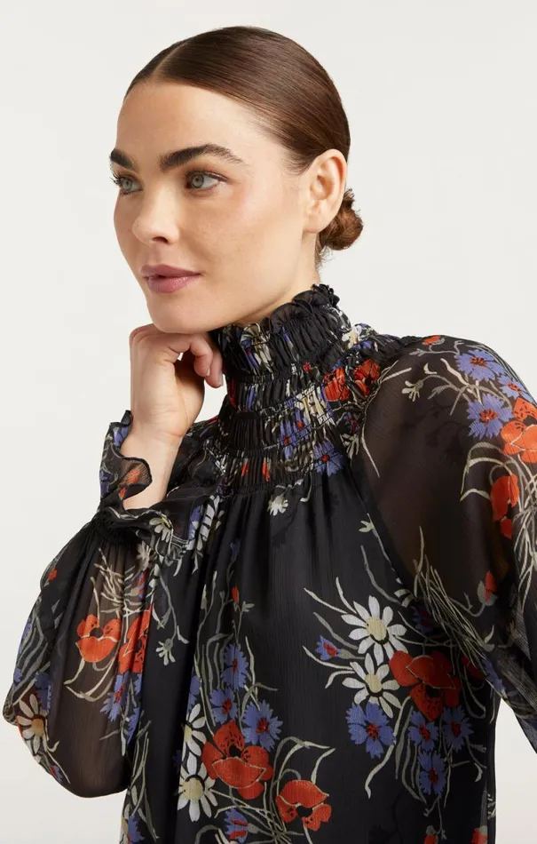 Shop Wild Poppy Avalyn Top Obsidian Multi Cinq Sept Long Sleeve Tops
