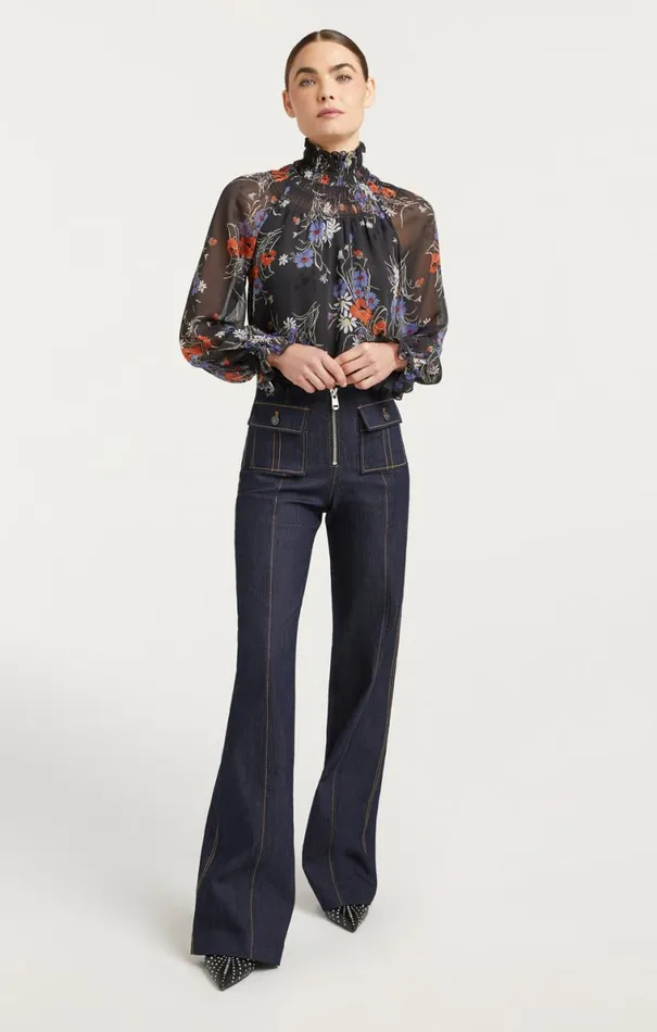 Shop Wild Poppy Avalyn Top Obsidian Multi Cinq Sept Long Sleeve Tops