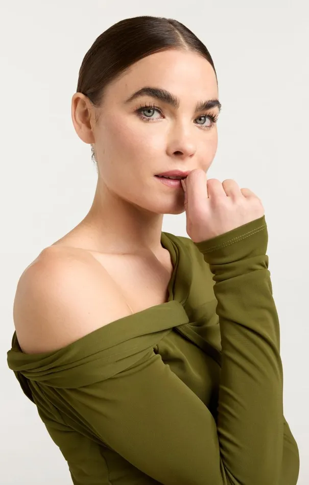 Shop Zaya Top Olive Green Cinq Sept Long Sleeve Tops