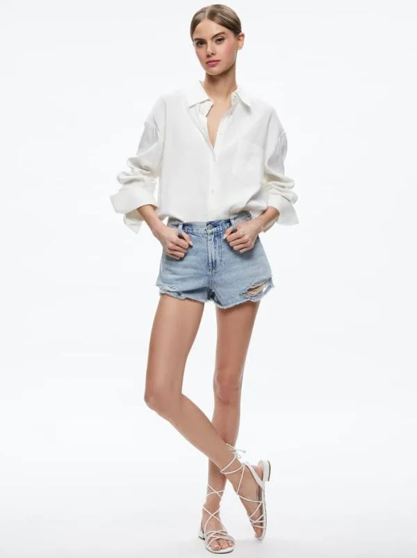 Shorts Women Alice Olivia AMAZING HIGH RISE DENIM VINTAGE SHORT Rockstar Blue