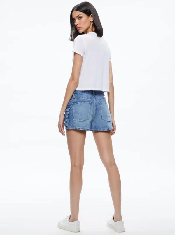 Shorts Women Alice Olivia CAY LOW RISE CARGO SHORT Ivy Blue