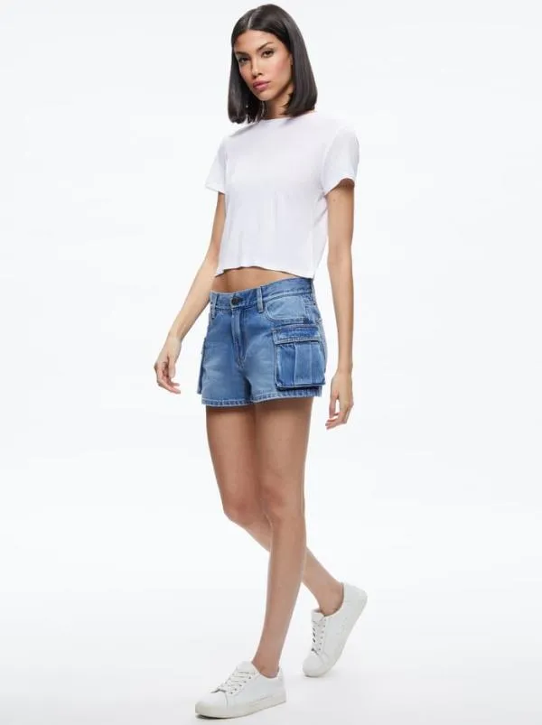 Shorts Women Alice Olivia CAY LOW RISE CARGO SHORT Ivy Blue