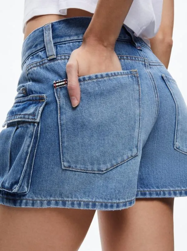 Shorts Women Alice Olivia CAY LOW RISE CARGO SHORT Ivy Blue