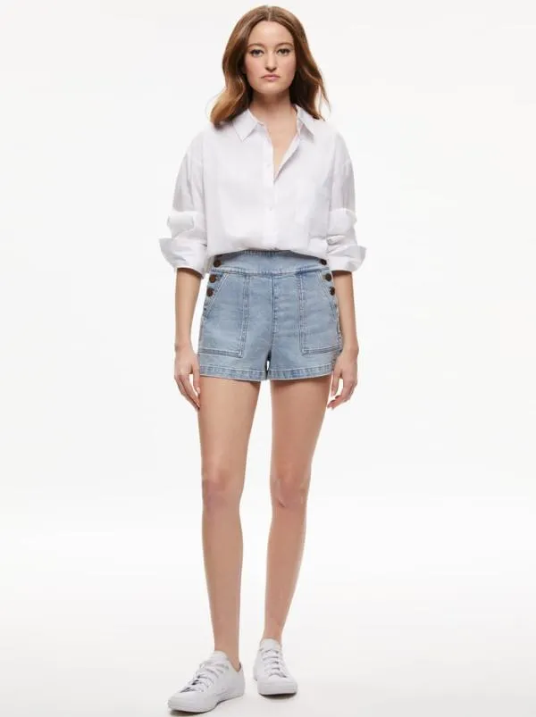 Shorts Women Alice Olivia DONALD JEAN SHORT Rockstar Blue