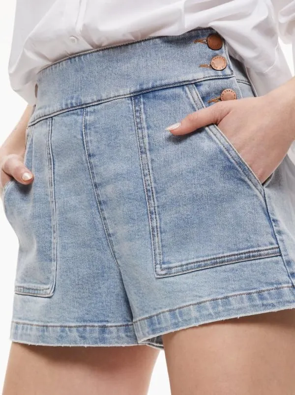 Shorts Women Alice Olivia DONALD JEAN SHORT Rockstar Blue