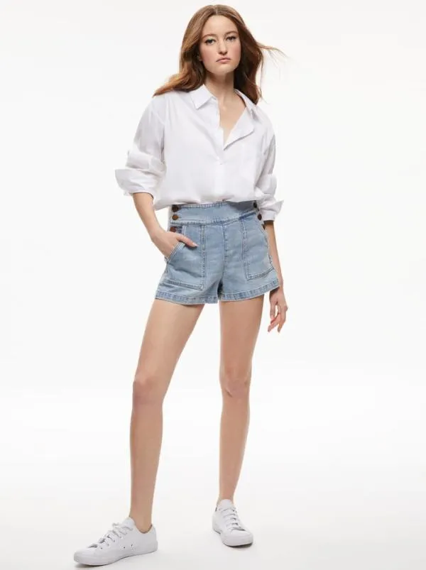 Shorts Women Alice Olivia DONALD JEAN SHORT Rockstar Blue