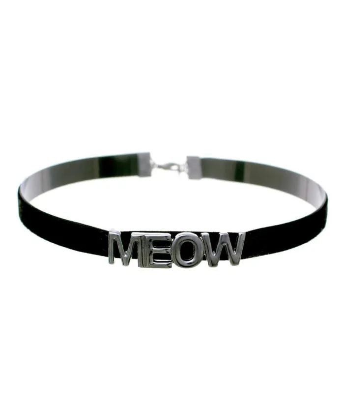 Silver and Black Meow Choker Accessories Unique Vintage Necklaces