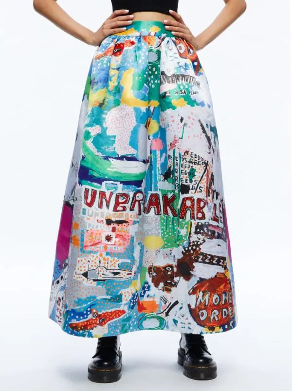 Skirts Women Alice Olivia AO X BASQUIAT TINA TEA LENGTH SKIRT Unbreakable