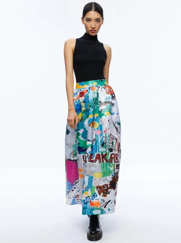 Skirts Women Alice Olivia AO X BASQUIAT TINA TEA LENGTH SKIRT Unbreakable