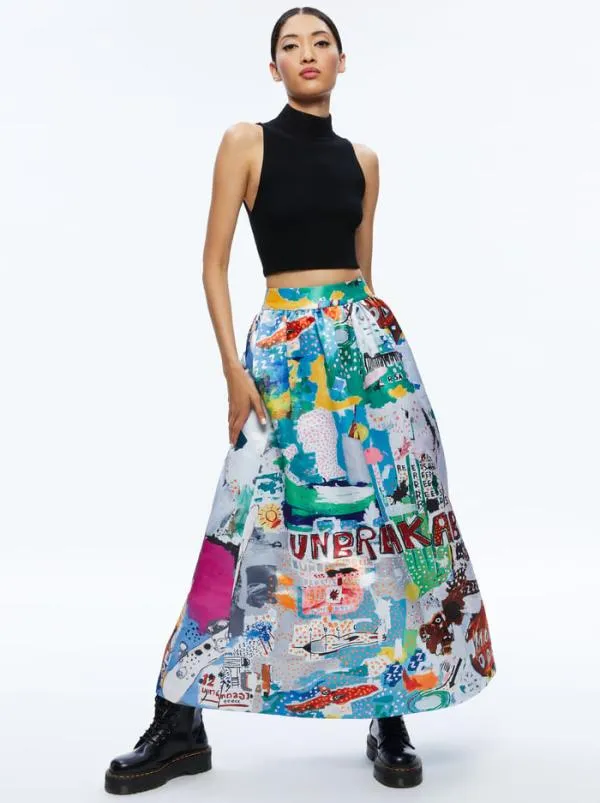 Skirts Women Alice Olivia AO X BASQUIAT TINA TEA LENGTH SKIRT Unbreakable
