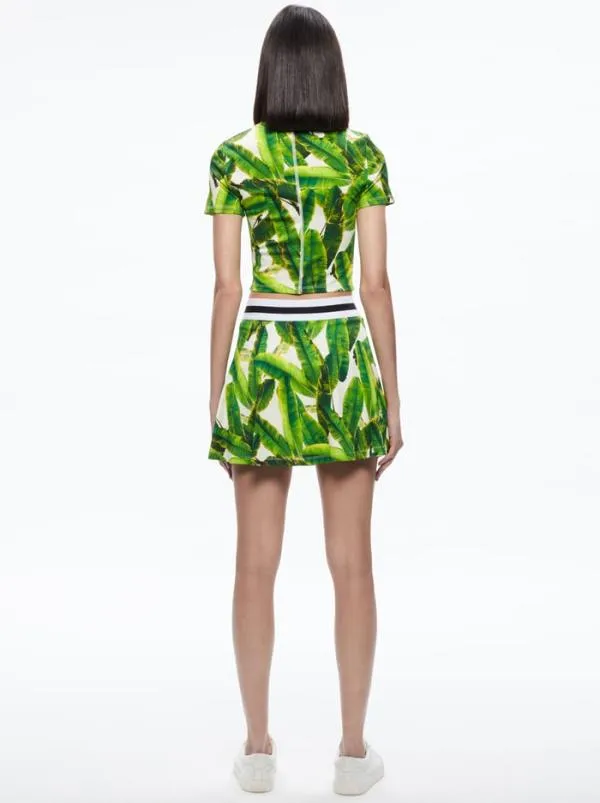 Skirts Women Alice Olivia BLAISE PICKLEBALL MINI SKORT Sun Palm Off White