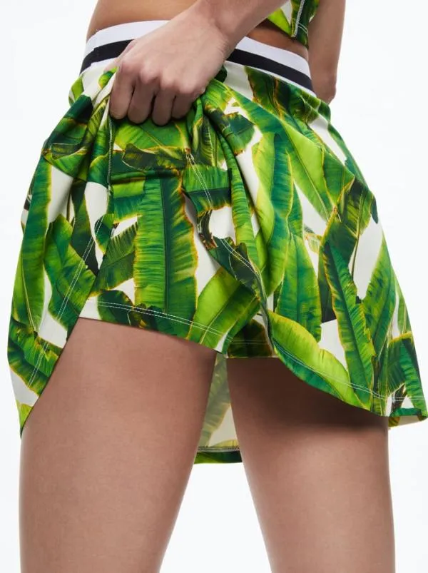 Skirts Women Alice Olivia BLAISE PICKLEBALL MINI SKORT Sun Palm Off White