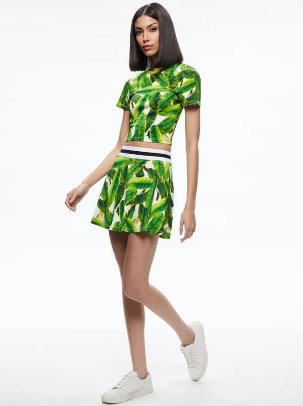 Skirts Women Alice Olivia BLAISE PICKLEBALL MINI SKORT Sun Palm Off White