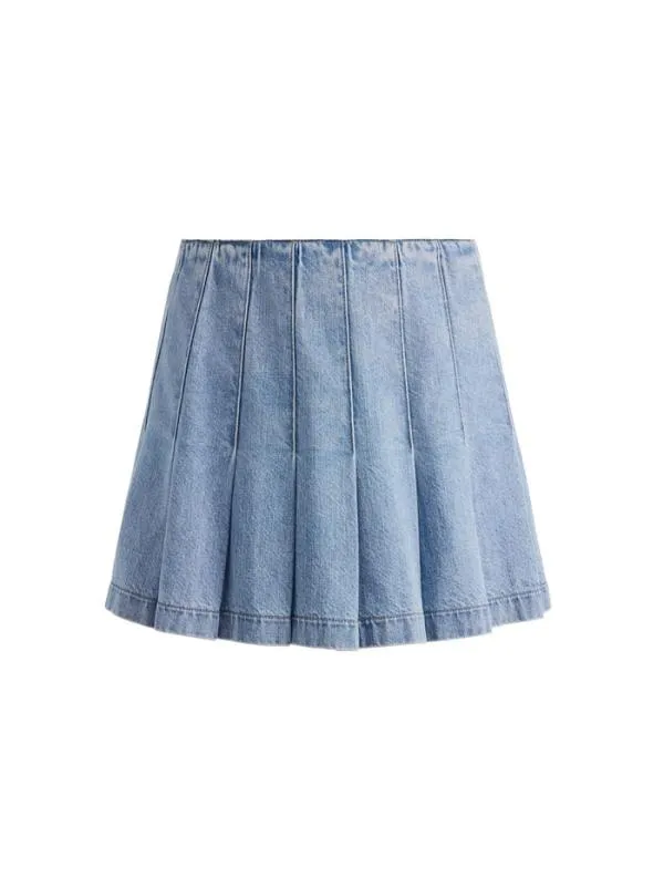 Skirts Women Alice Olivia CARTER PLEATED DENIM MINI SKIRT Rockstar Blue