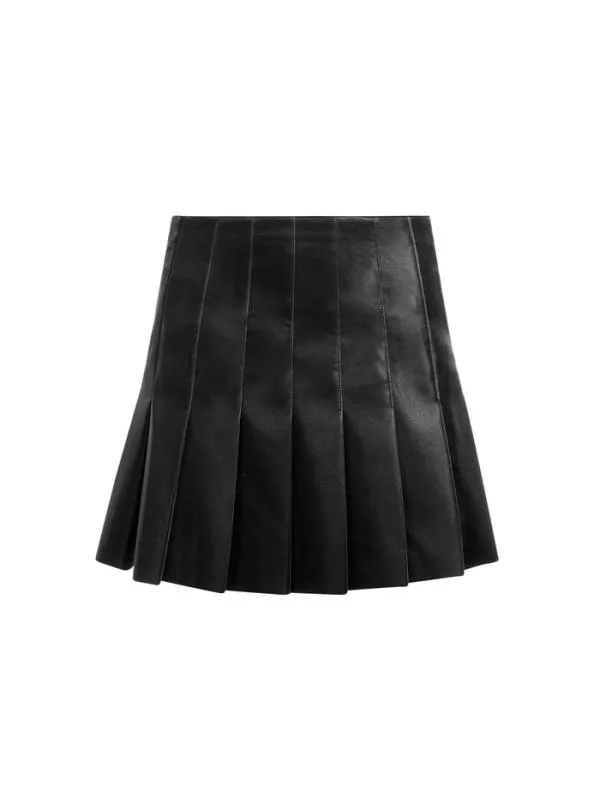 Skirts Women Alice Olivia CARTER VEGAN LEATHER PLEATED MINI SKIRT Black