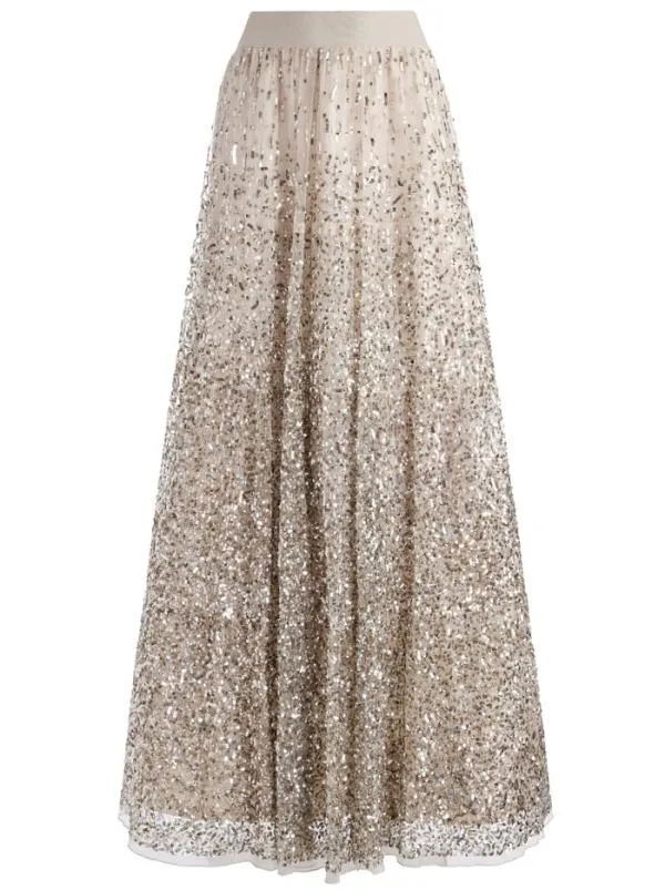 Skirts Women Alice Olivia CATRINA SEQUIN EMBELLISHED GOWN SKIRT Champagnemulti