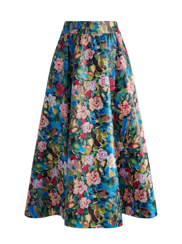 Skirts Women Alice Olivia EARLA VEGAN LEATHER FLARE SKIRT Breeze Floral