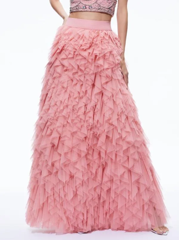 Skirts Women Alice Olivia KAL RUFFLE GOWN SKIRT Rose