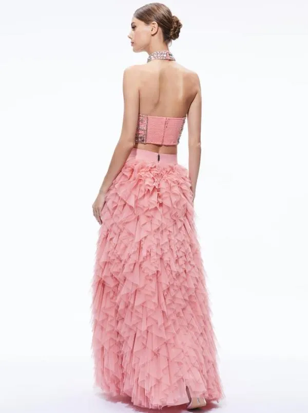 Skirts Women Alice Olivia KAL RUFFLE GOWN SKIRT Rose