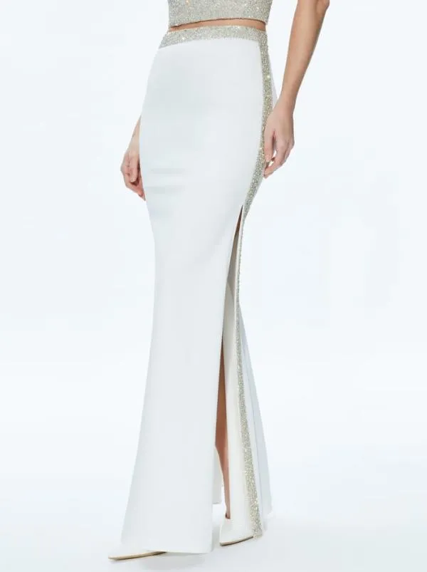 Skirts Women Alice Olivia MARILYNN EMBELLISHED MAXI SKIRT Off White