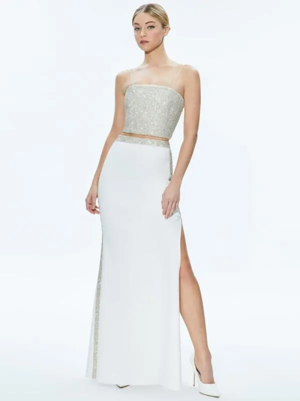Skirts Women Alice Olivia MARILYNN EMBELLISHED MAXI SKIRT Off White
