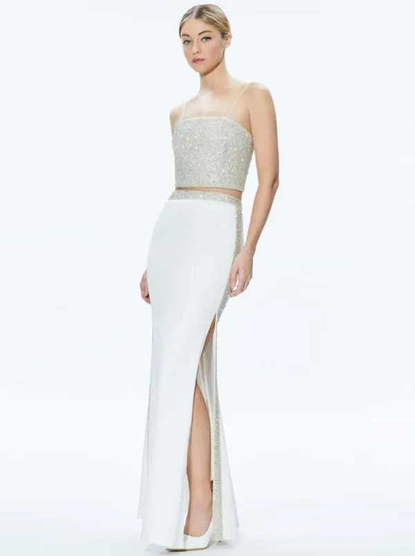 Skirts Women Alice Olivia MARILYNN EMBELLISHED MAXI SKIRT Off White